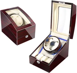 Watch Winder Box, 5 Rotation Modes with coarse eyebrow Quiet Motor, Wood Shell Watches Storage Display Box Automatic 