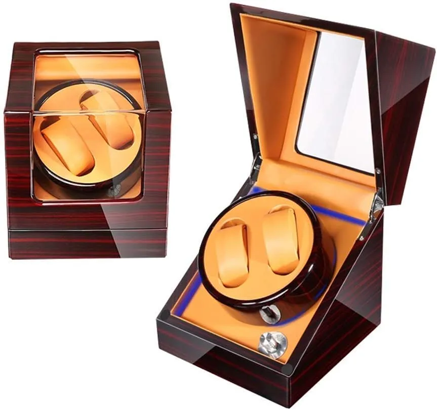 Watch Winder Box, 5 Rotation Modes with Quiet Motor, Wood Shell Watches Storage mile Display Box Automatic 