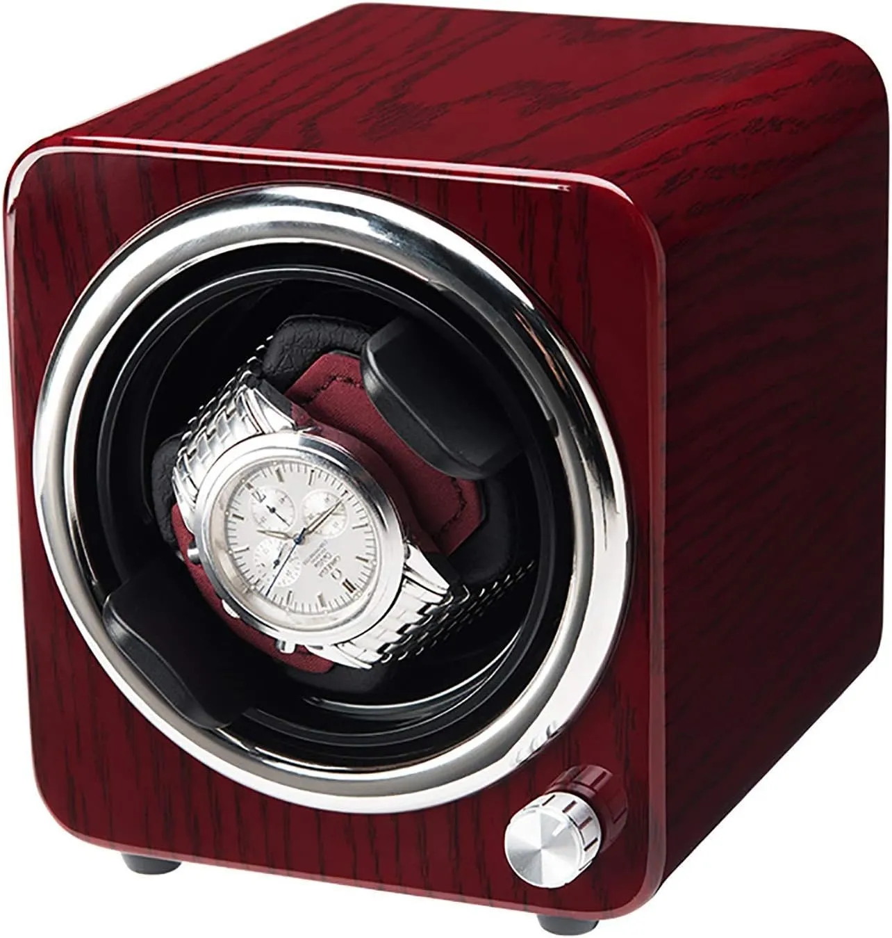 Watch Winders for Automatic Watches - Wood Grain Mini Watch Shaker Silent Single Watch Winder Automatic Mechanical Watch Winding securely orange last rhyme Box Collection Watch Storage Display Case Quiet a Watch Stand 
