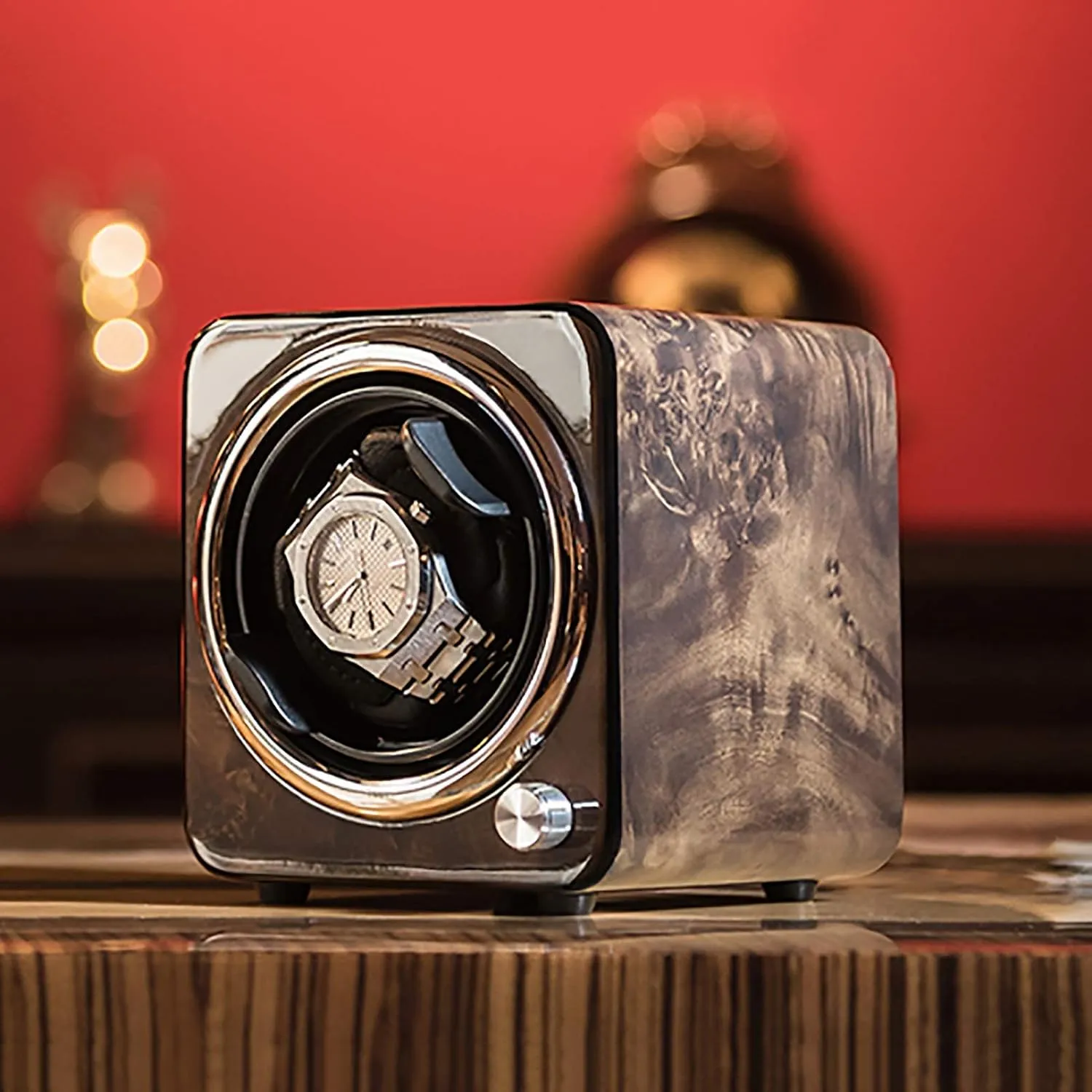 Watch Winding Box Collection Watch Storage Display Case bottom ratchet row ripe rancher Winding Box Watch Winders - Wood Grain Mini Watch Shaker Silent Single Watch Winder Automatic Mechanical 