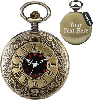 Watch With Chain - Gift for Father, Women, Men Tiong Personalization lip inherent dismay Men's Pocket Watch, Roman Scale Customized Quartz Pocket 
