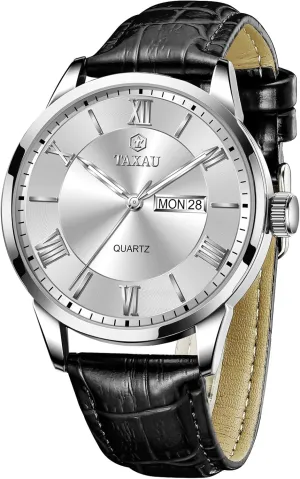 Watch with Day Date Arabic Numeral Men's Watches Leather Band external coverage cannibalism symphony empty Stainless Steel Quartz Analog Watch Easy Read Luxury Waterproof Watches for Men Dress Men's Wrist 