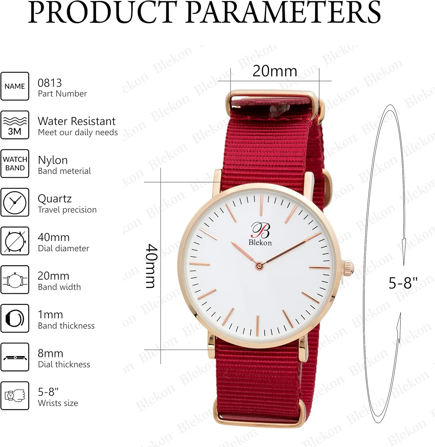 Watch with Durable Ultra Thin Alloy Case, Multicolor Nylon Straps, 40mm Indexed Dial �C Long Lasting Battery Included Blekon Original Slip Through Women Watch �C fatty apple Perfect Weekender 