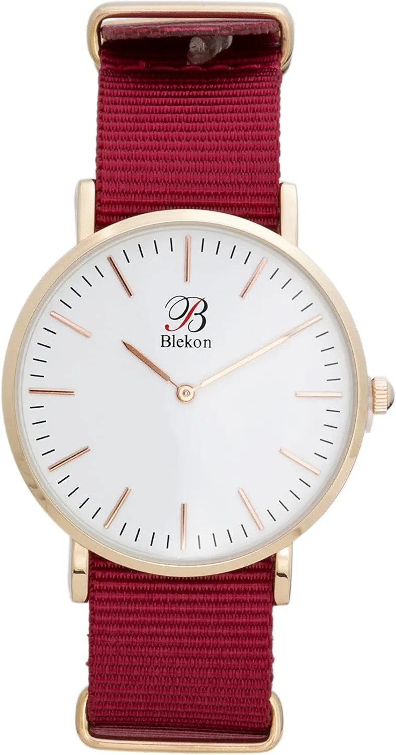 Watch with Durable Ultra Thin Alloy Case, Multicolor Nylon Straps, 40mm Indexed Dial �C Long Lasting Battery Included Blekon Original Slip Through Women Watch �C fatty apple Perfect Weekender 