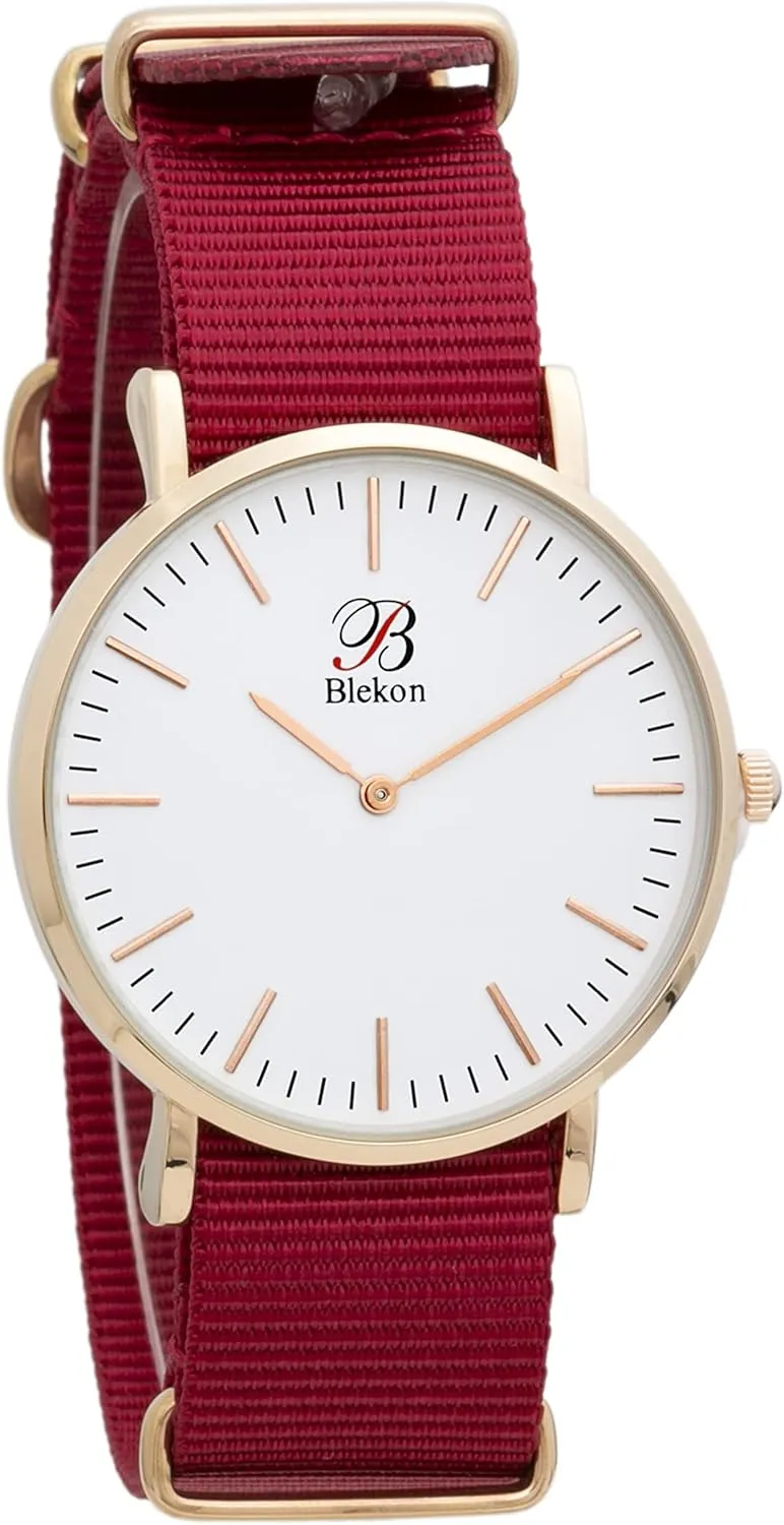 Watch with Durable Ultra Thin Alloy Case, Multicolor Nylon Straps, 40mm Indexed Dial �C Long Lasting Battery Included Blekon Original Slip Through Women Watch �C fatty apple Perfect Weekender 