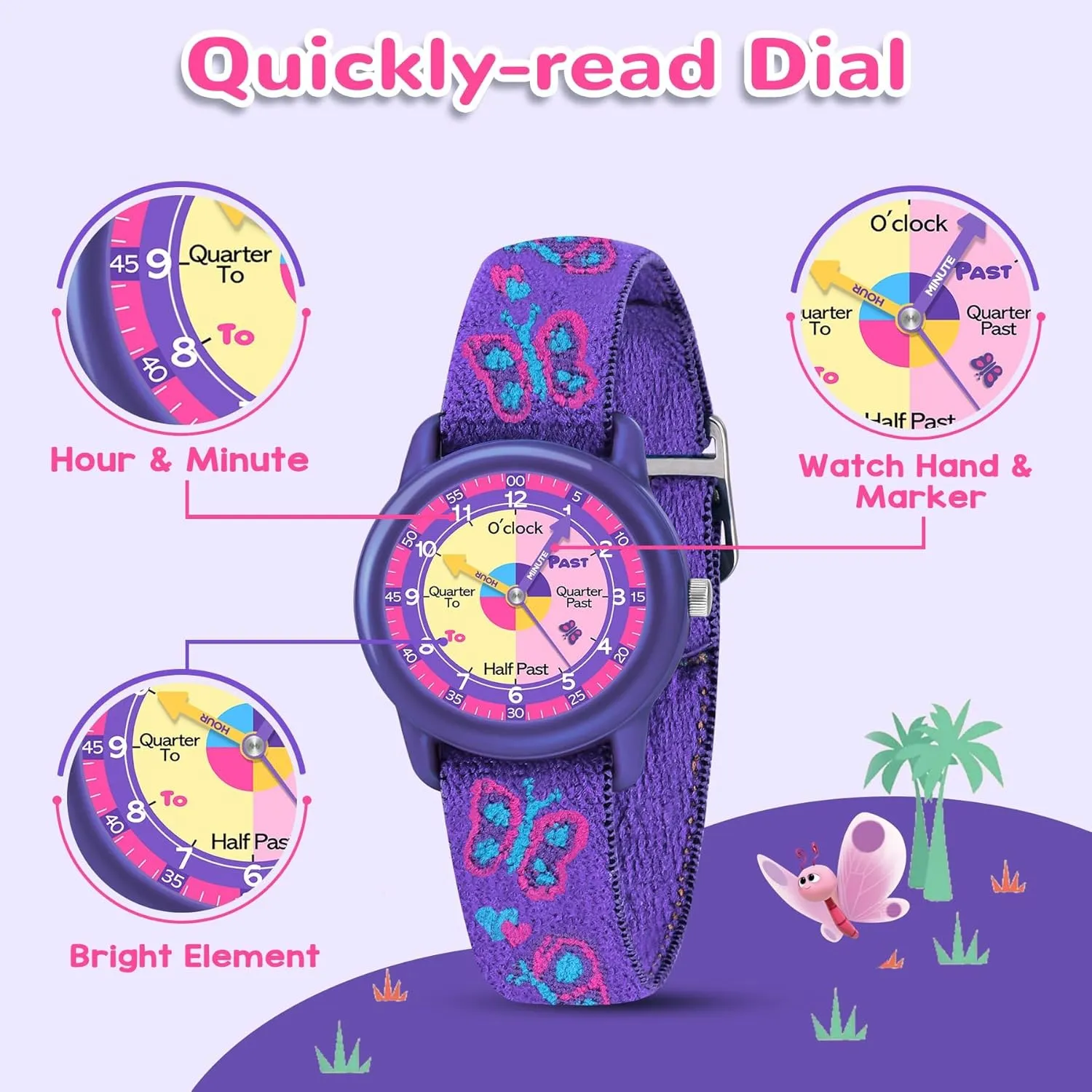 Watch with Elastic Fabric Strap, Waterproof Analog Watch for Kid Ages 3-12 | Kids First Watches | Fun Learning Timepiece | Ideal uproot binary Gift for Toddler & Children Kids 