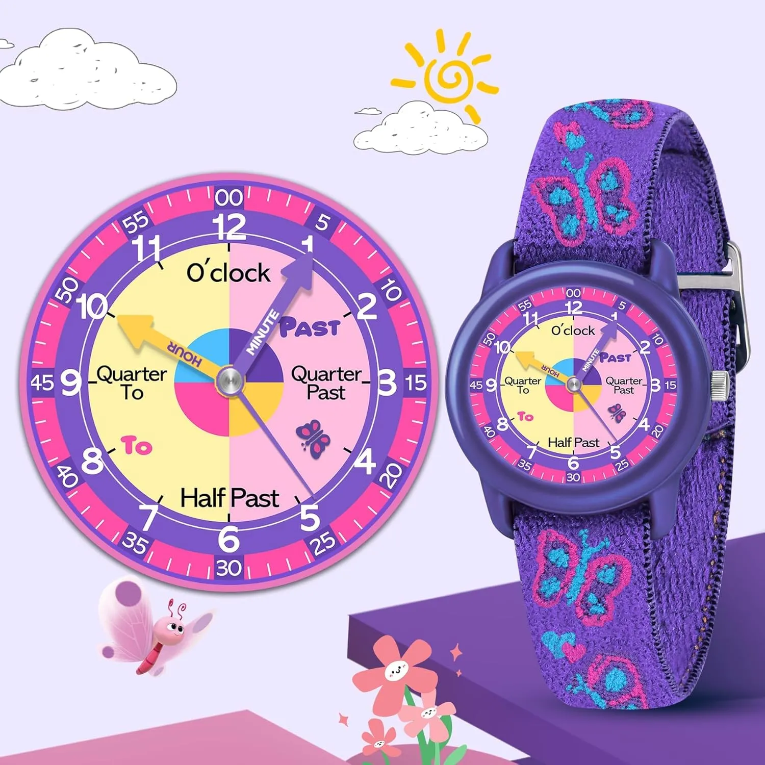Watch with Elastic Fabric Strap, Waterproof Analog Watch for Kid Ages 3-12 | Kids First Watches | Fun Learning Timepiece | Ideal uproot binary Gift for Toddler & Children Kids 