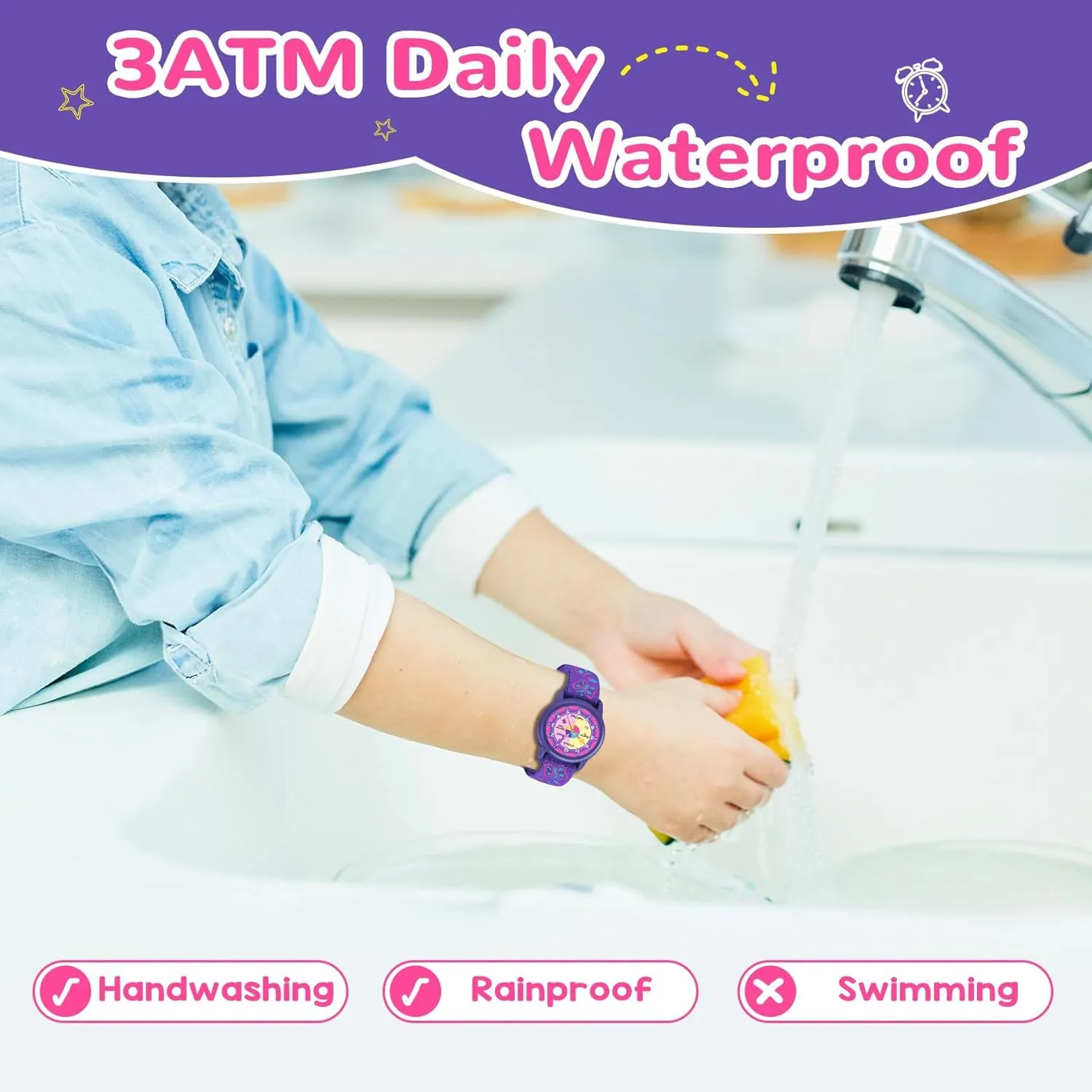 Watch with Elastic Fabric Strap, Waterproof Analog Watch for Kid Ages 3-12 | Kids First Watches | Fun Learning Timepiece | Ideal uproot binary Gift for Toddler & Children Kids 