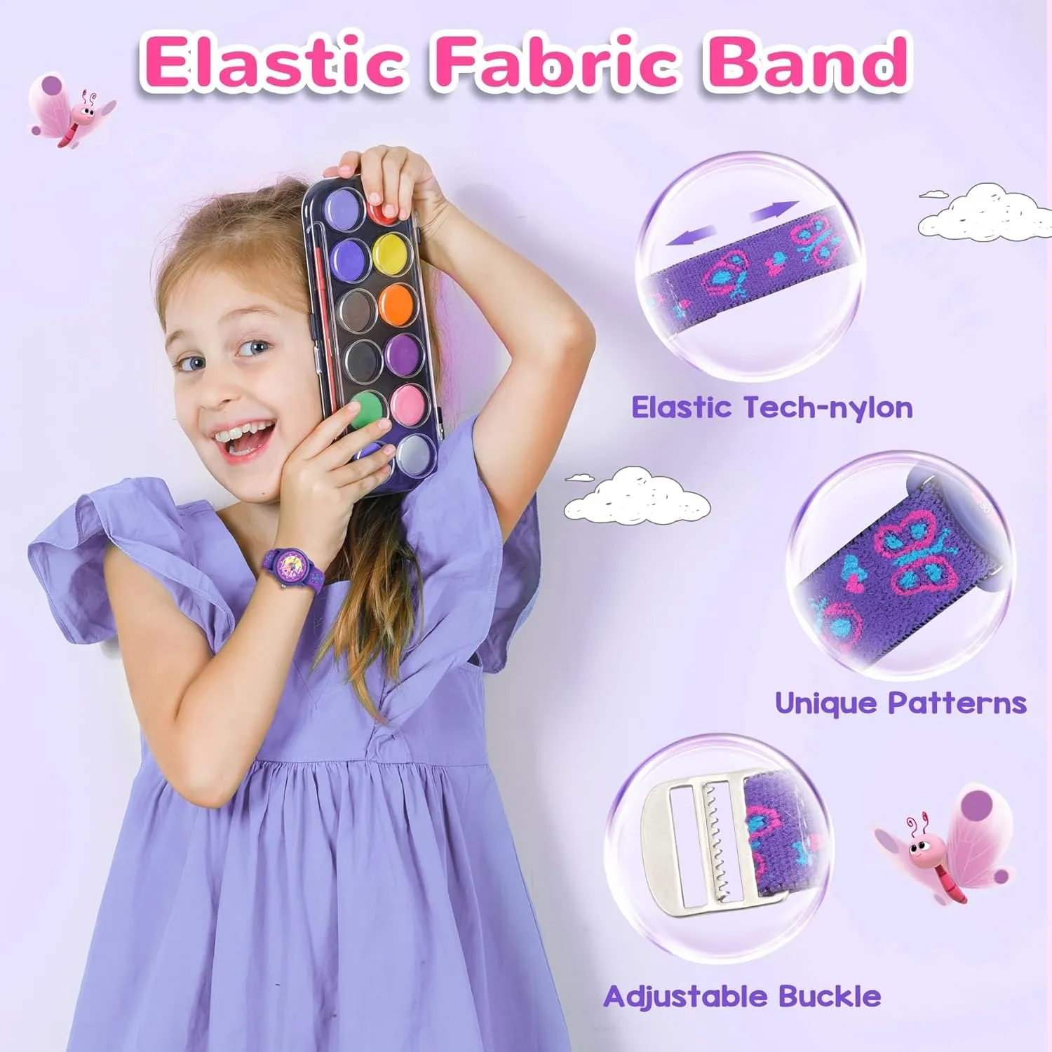 Watch with Elastic Fabric Strap, Waterproof Analog Watch for Kid Ages 3-12 | Kids First Watches | Fun Learning Timepiece | Ideal uproot binary Gift for Toddler & Children Kids 