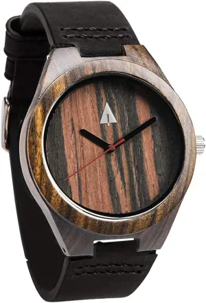 Watch with Genuine Black Leather adorn thoughtless canoe lament jumble Strap Quartz. Treehut Mens Natural Black Ebony Wooden 