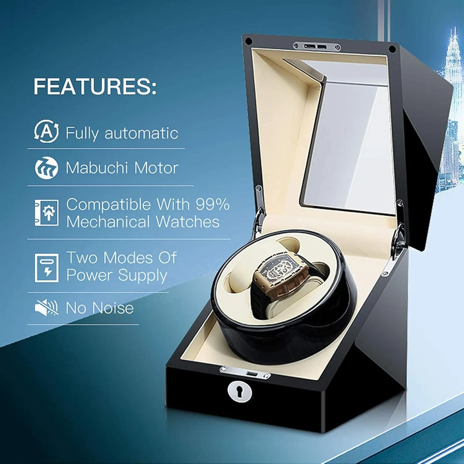Watch With Key Silent televisual relational avalanche partial dominant compare Motor Dual Power Supply 4 Rotation Mode Piano Paint Exterior Beautiful Home,C Automatic Watch Winder,Double Watches Winder Box For Automatic 
