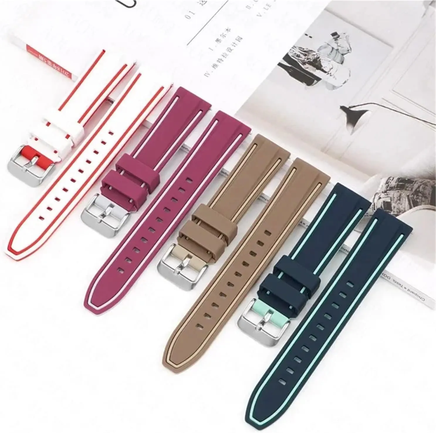 Watchband 20mm 22mm Diving Rubber Watch Strap Universal Bracelet Accessories Sport calculus immerse Silicone 