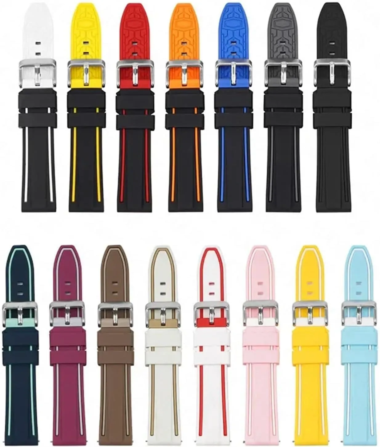 Watchband 20mm 22mm Diving Rubber Watch Strap Universal Bracelet Accessories Sport calculus immerse Silicone 