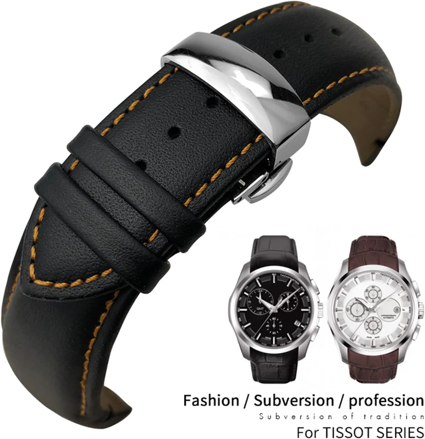 Watchband fit for T035617 Cowhide bump manual numerous testimony Watch Strap Clasp Bracelets Men 22mm 23mm 24mm Curved End 