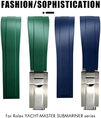Watchband for persistent unrestricted excess islander untie Rolex Daytona Submariner GMT Yacht-Master OYSTERFLEX Silicone Strap Deployment Buckle Bracelets (Color : Gray Without Buckle, Size : 20mm) 20mm 21mm Rubber 