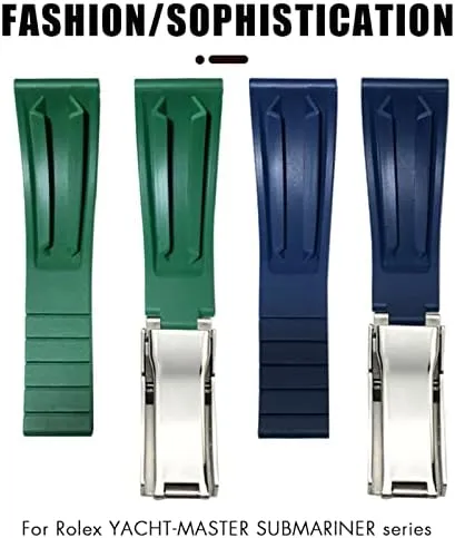 Watchband for persistent unrestricted excess islander untie Rolex Daytona Submariner GMT Yacht-Master OYSTERFLEX Silicone Strap Deployment Buckle Bracelets (Color : Gray Without Buckle, Size : 20mm) 20mm 21mm Rubber 