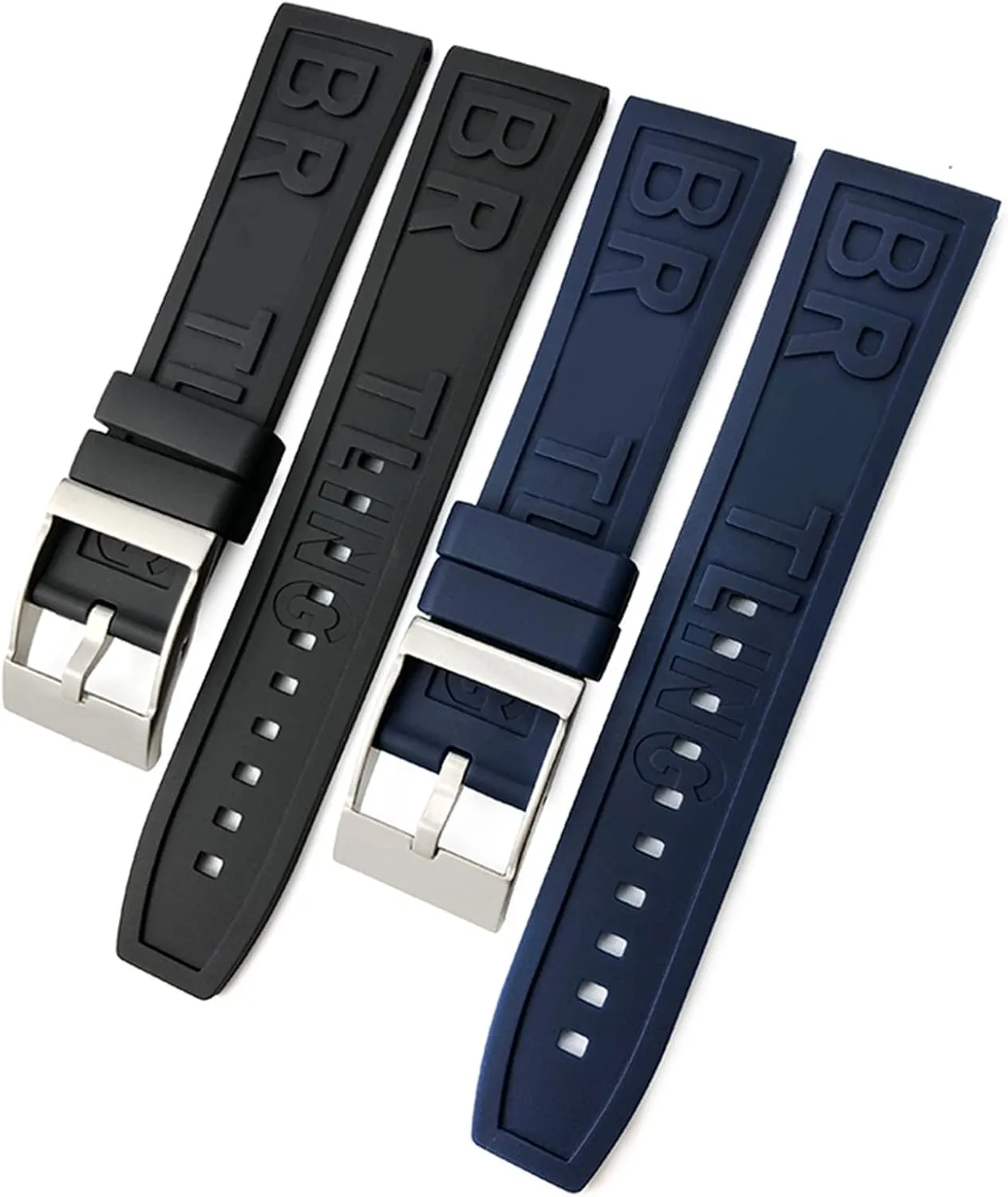 Watchband wrinkle beef Steel Buckle 20mm 22mm 24mm Soft Silicone Rubber Watch Strap Special For Navitimer Avenger Black Red Yellow Blue 