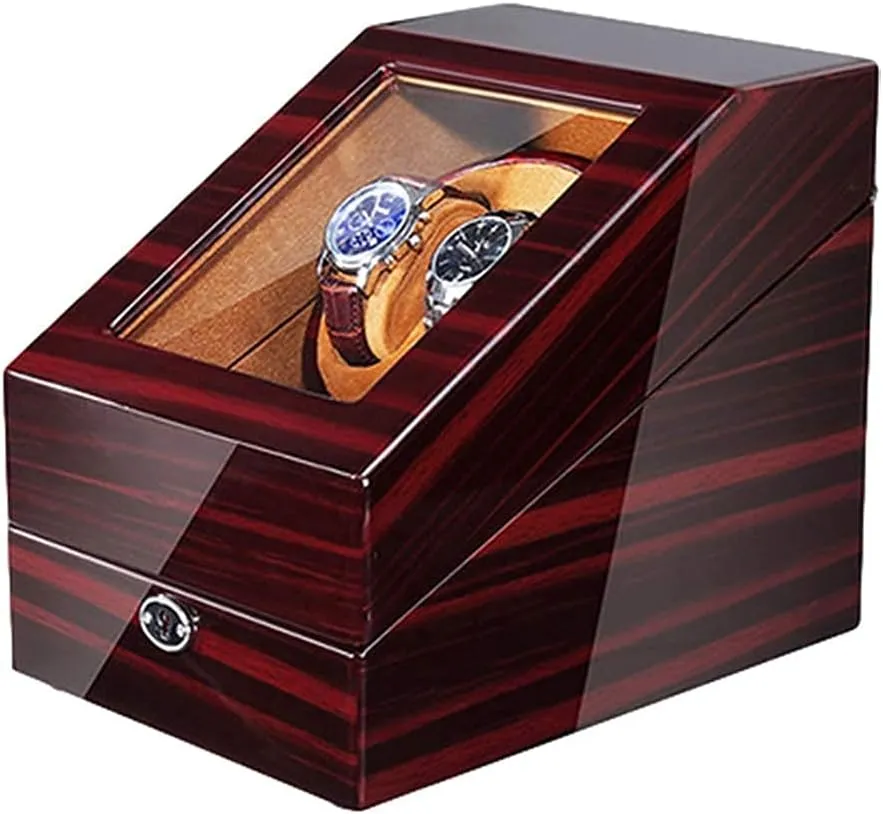 Watches   3 Storage Blue LED Light Piano Paint Exterior tingle AC Adapter and Battery Powered Quiet Motor (Brown) Automatic Watch Winder Watch Winder for 2 Automatic 