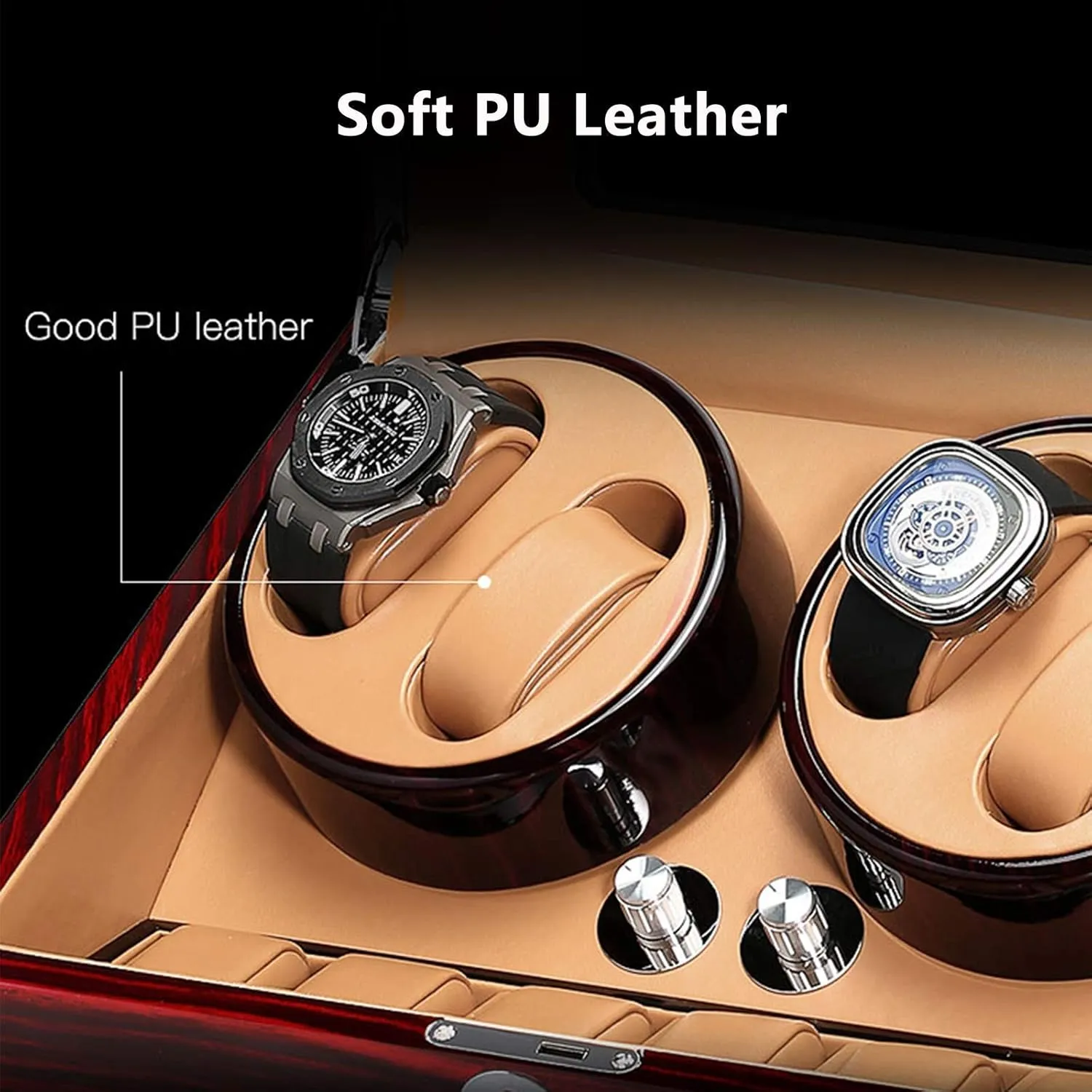 Watches 6 Storage With Key Wood Shell Piano Paint Exterior Adapter parliament And Battery Powered Beautiful Home,E Automatic Watch Winder Box For 4 