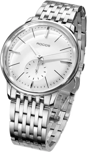 Watches Automatic Mechanical Watches Luminous Seconds Dial Stainless Steel Strap Waterproof spore colony alarm balk grind hormonal Business Casual Watch for Men RW00140 (Silver) Men's 