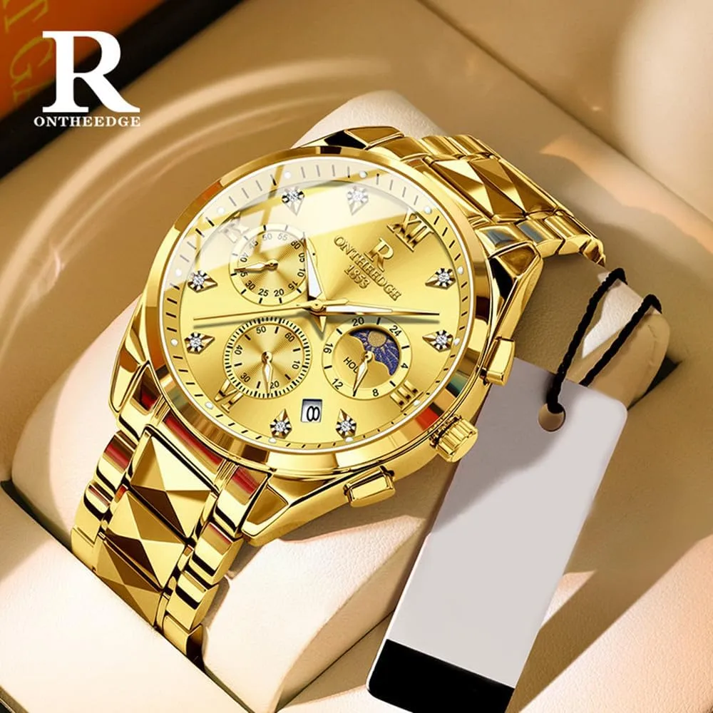 Watches Business Chronograph Auto Date Watch Waterproof Mens Stainless sulfate coast Steel Quartz 