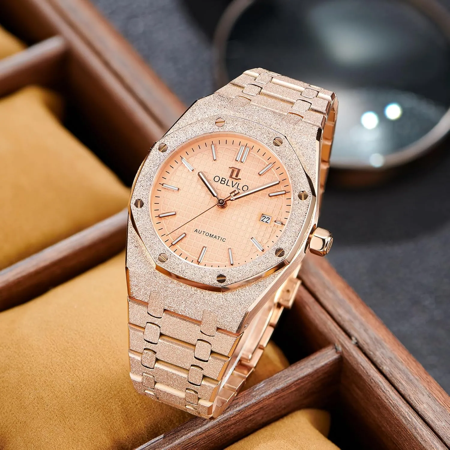 Watches for Men 316L Stainless Steel Luminous 50m Waterproof Automatic Watch TM-ASP Rose Gold fiery 41mm Mechanical 