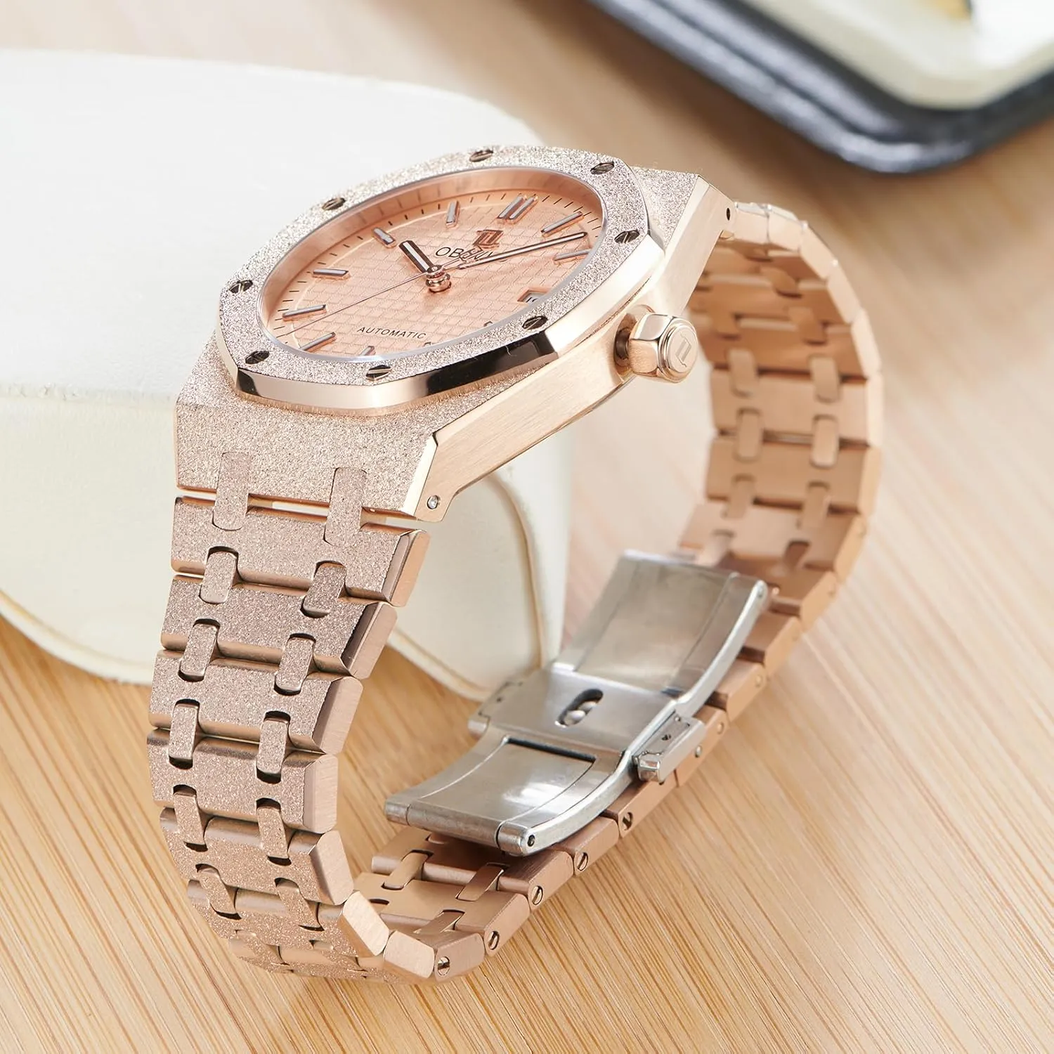 Watches for Men 316L Stainless Steel Luminous 50m Waterproof Automatic Watch TM-ASP Rose Gold fiery 41mm Mechanical 