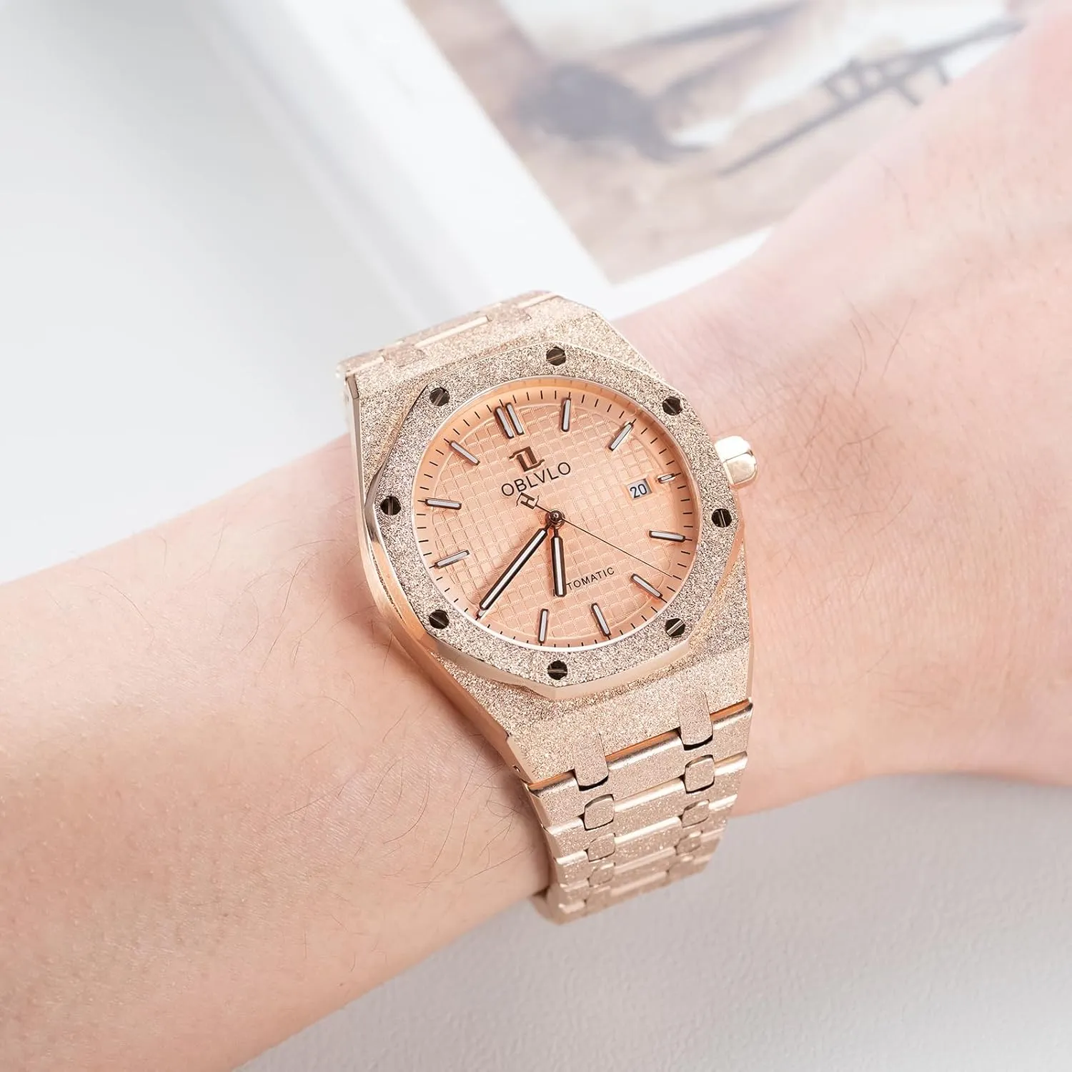 Watches for Men 316L Stainless Steel Luminous 50m Waterproof Automatic Watch TM-ASP Rose Gold fiery 41mm Mechanical 