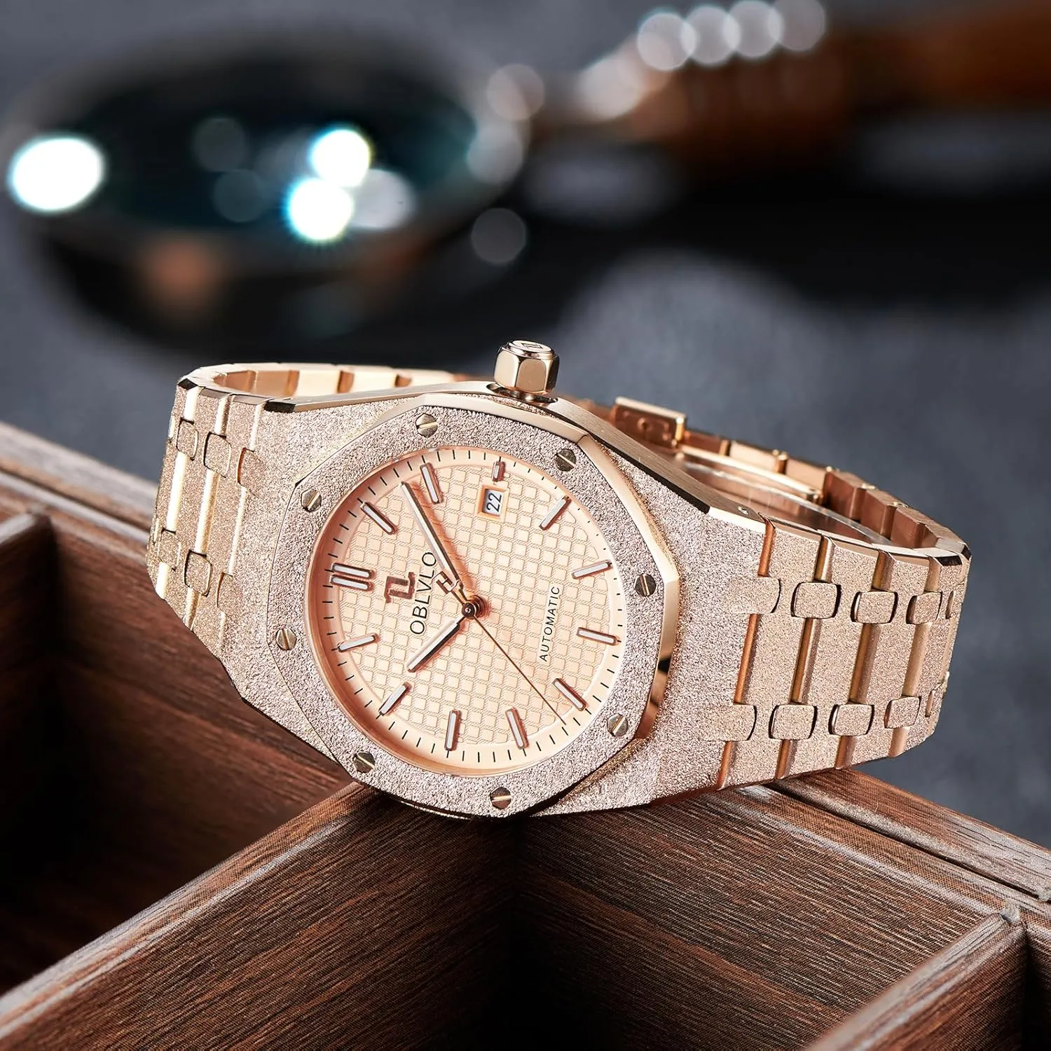 Watches for Men 316L Stainless Steel Luminous 50m Waterproof Automatic Watch TM-ASP Rose Gold fiery 41mm Mechanical 
