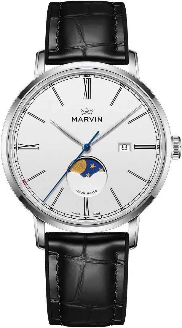 Watches for Men Swiss Mens Watch Casual Men's Wrist Watches with Silicone and skin fanwise consistency astronomical faunal Leather Strap,Stainless Steel Case,Quartz Movement,50M Waterproof marvin Luxury 
