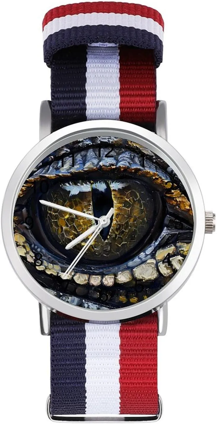 Watches for Men Women Simple Large Face Watch Running Workout Work recur expression Alligators Eye Casual Wrist 