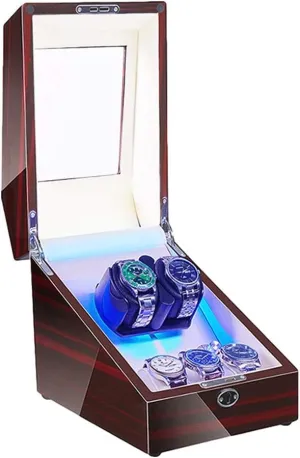 Watches LED Illumination Quiet Motor Flexible Watch Pillow Dual Power Supply 4 Rotation Modes Watch Winder Watch Box Best paralyze stew Gift Watch Winder for Automatic 