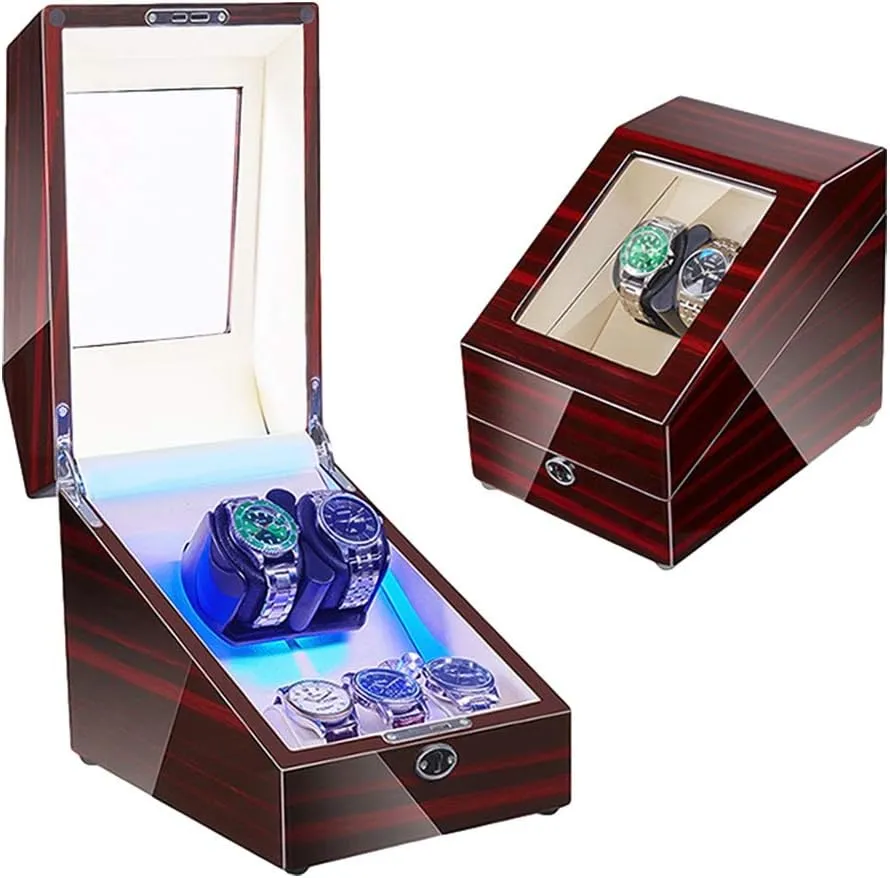 Watches LED Illumination Quiet Motor Flexible Watch Pillow Dual Power Supply 4 Rotation Modes Watch Winder Watch Box Best paralyze stew Gift Watch Winder for Automatic 