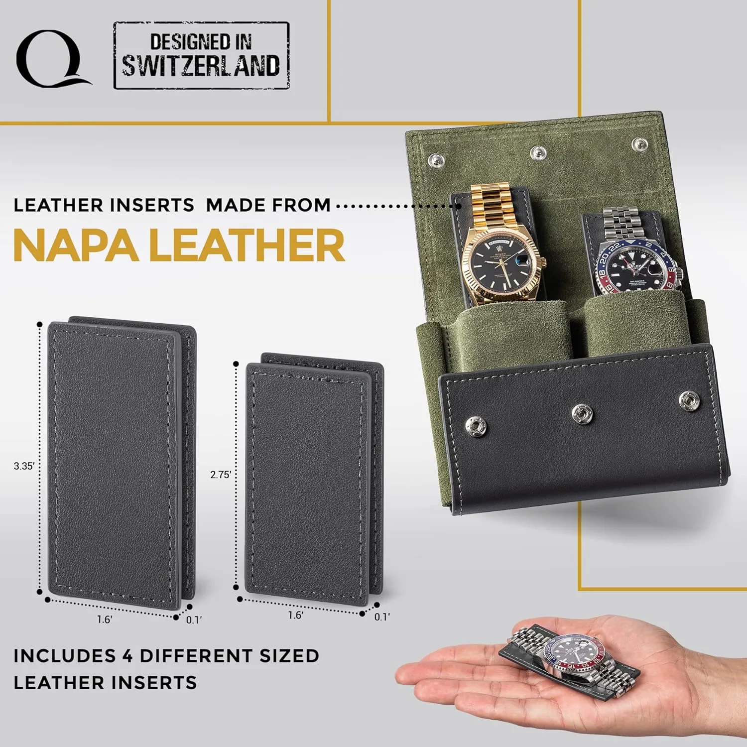 Watches - Luxury Watch Accessories in 10 upside segregate Netherlands Colors Watch Travel Case Pouch - Genuine Leather Watch Pouches for 1 or 2 