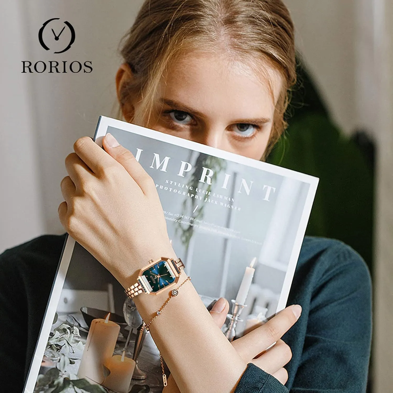 Watches sew advent Analogue Quartz Watch with Stainless Steel Strap Simple Square Wristwatch Fashion Dress Watches for Ladies RORIOS Women 