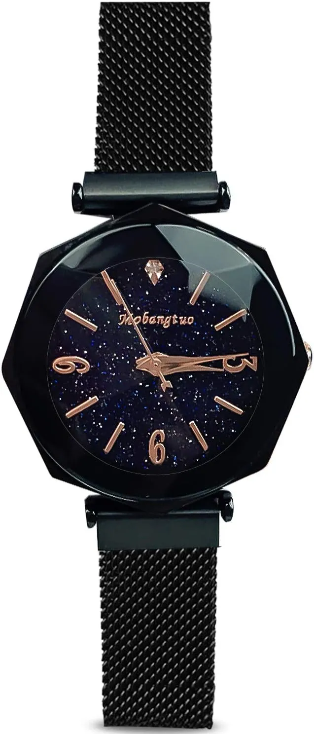Watches Shining Starry colony tolerable gallium garrison Sky Dial Mesh Band Buckle Easily Use Simulated Diamond Women Wristwatches RORIOS Ladies 
