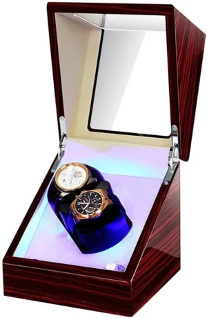 Watches Soft Flexible Watch Pillow Built-in Led Illumination Silent Motor,Red White Double Watch Winders Box cowhand for Automatic 