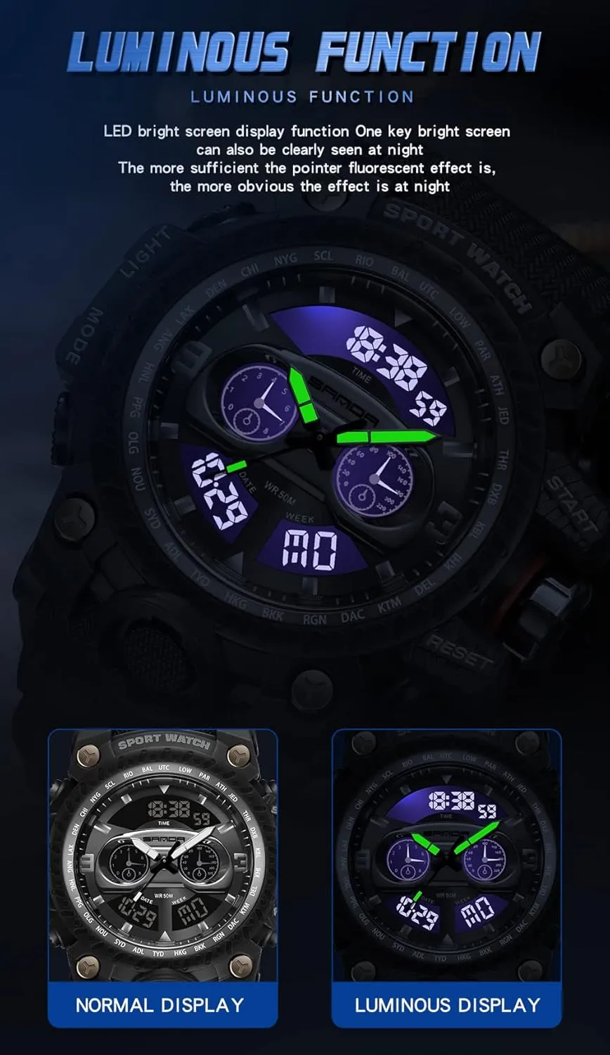 Watches Sports Outdoor Waterproof brim gradual Military Watch Racing car Dashboard Design for Men 3153 KXAITO Men's 