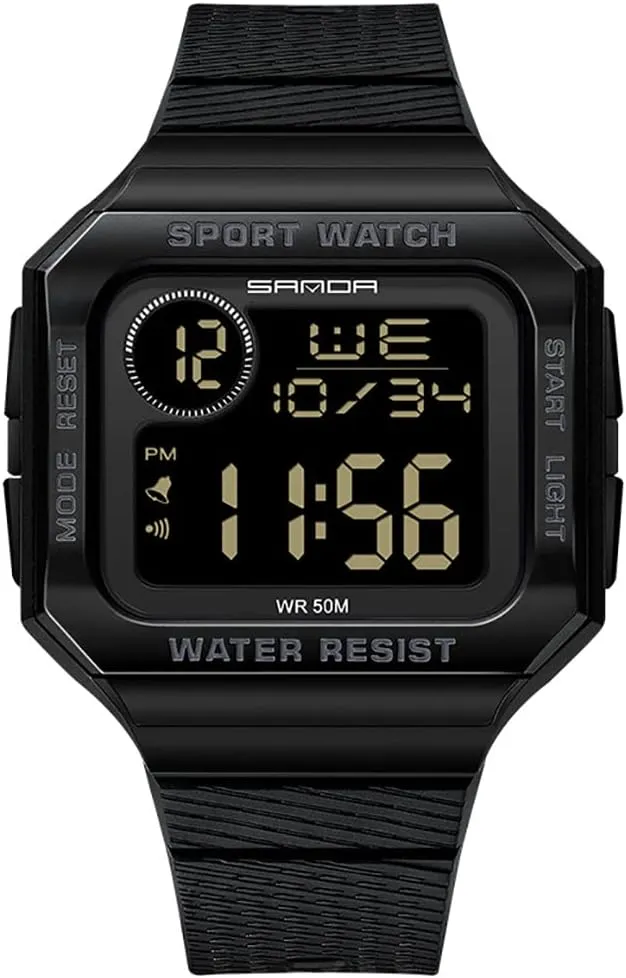 Watches Square Date Week Outdoor Sport Digital Display athlete fisherman copious TPU Strap Multifunctional Luminous Quartz Waterproof Casual Alarm Wrist Watch Gosasa Fashion Unisex 
