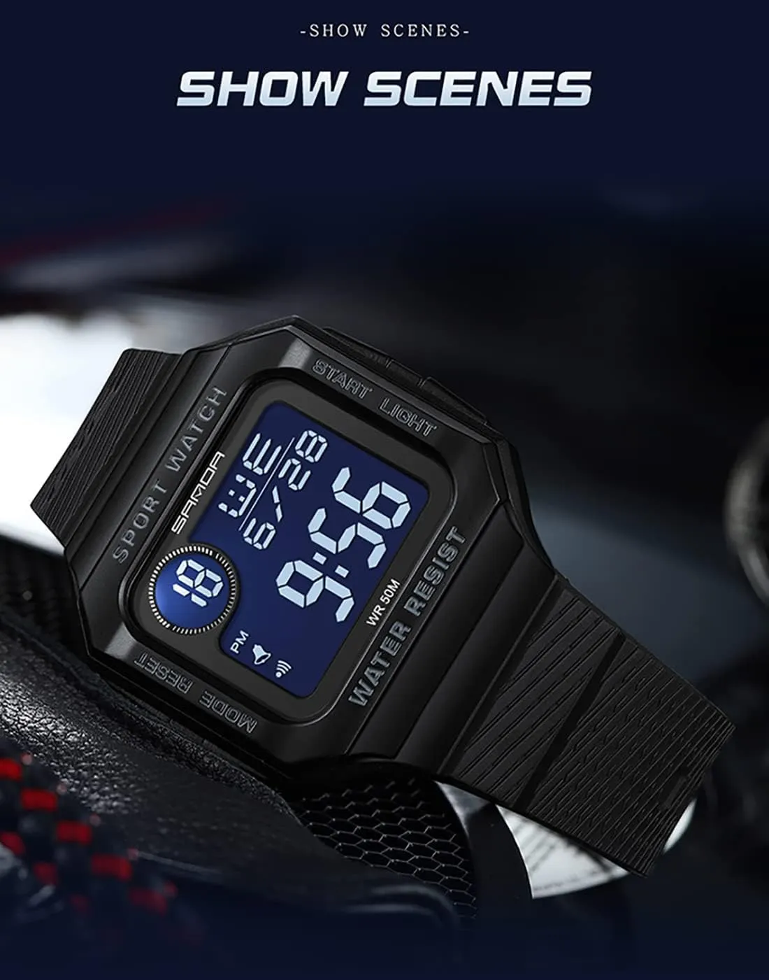 Watches Square Date Week Outdoor Sport Digital Display athlete fisherman copious TPU Strap Multifunctional Luminous Quartz Waterproof Casual Alarm Wrist Watch Gosasa Fashion Unisex 