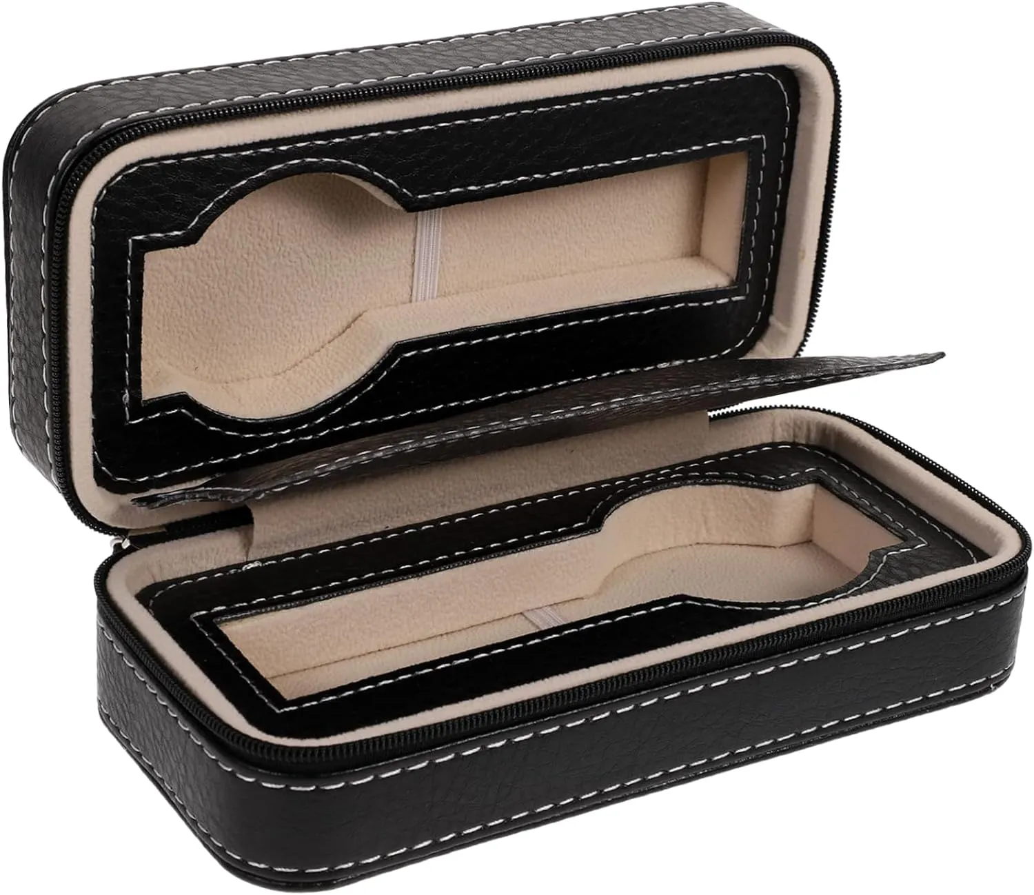 Watches supplier gill patriot linoleum Faux Travel Organizer Padding Compact Design for Jewelry Collection for Dresser Suitcase Black Zippered Watch Storage Case for 