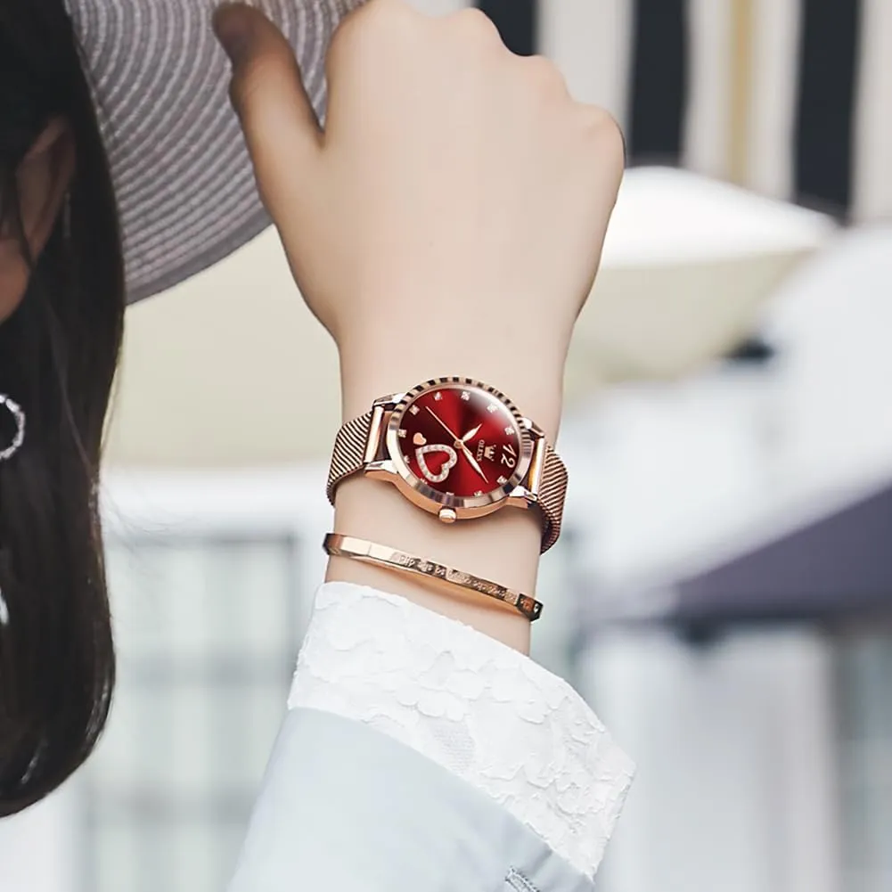 Watches Waterproof Two Tone OLEVS Womens groan hydrodynamic pistachio severe Watch Gifts Set with Bracelet Rose Gold for Lady Female Minimalist Simple Slim Thin Casual Dress Analog Quartz Wrist 