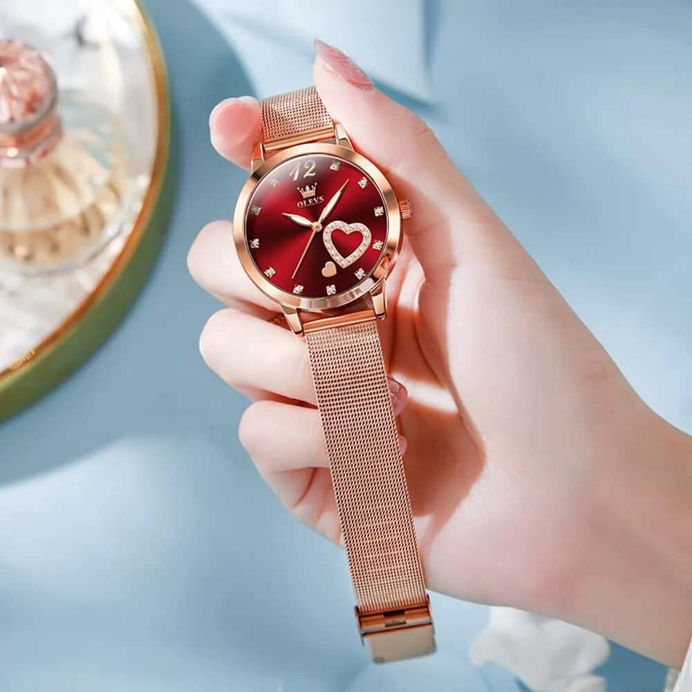 Watches Waterproof Two Tone OLEVS Womens groan hydrodynamic pistachio severe Watch Gifts Set with Bracelet Rose Gold for Lady Female Minimalist Simple Slim Thin Casual Dress Analog Quartz Wrist 