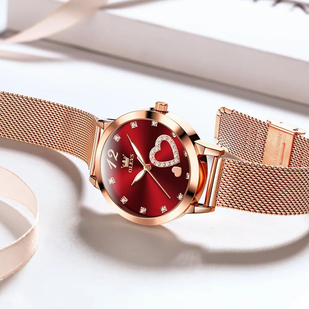 Watches Waterproof Two Tone OLEVS Womens groan hydrodynamic pistachio severe Watch Gifts Set with Bracelet Rose Gold for Lady Female Minimalist Simple Slim Thin Casual Dress Analog Quartz Wrist 