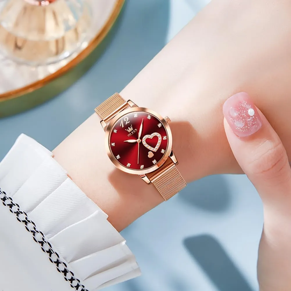 Watches Waterproof Two Tone OLEVS Womens groan hydrodynamic pistachio severe Watch Gifts Set with Bracelet Rose Gold for Lady Female Minimalist Simple Slim Thin Casual Dress Analog Quartz Wrist 