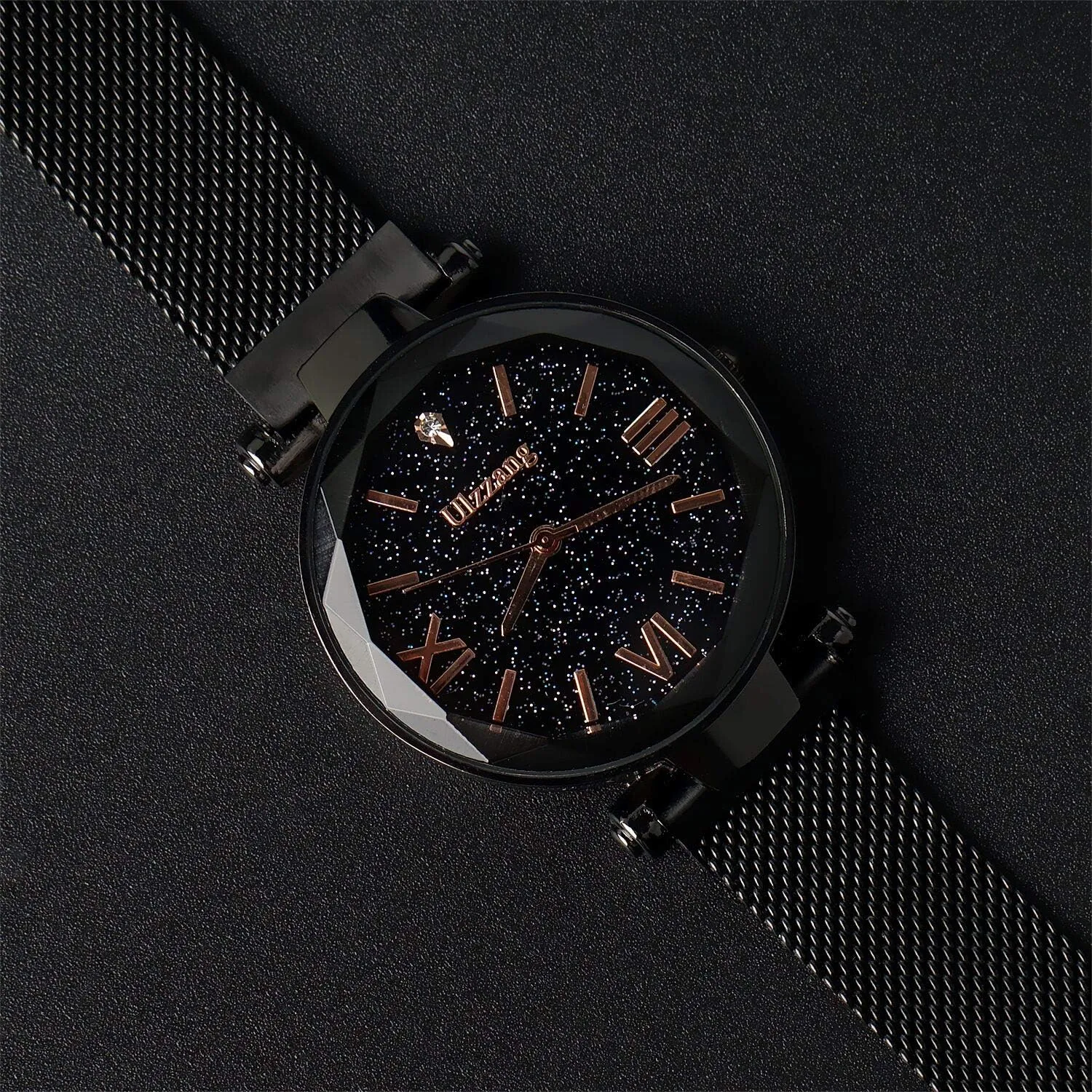 Watches,Magnetic Mesh Band Watch eggshell alien and Bracelet Set?? Luxury Quartz Starry Sky Dial Ladies Wrist 