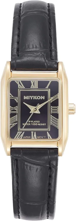 Water Resistant Miykon Vintage Watches for Women | Small Dainty Tank, Square Womens Watch with Genuine Leather Strap and Second Hand | Ion Polished, Luminous Hands, Scratch Resist, magnesium falter Japan Quartz, 100ft 