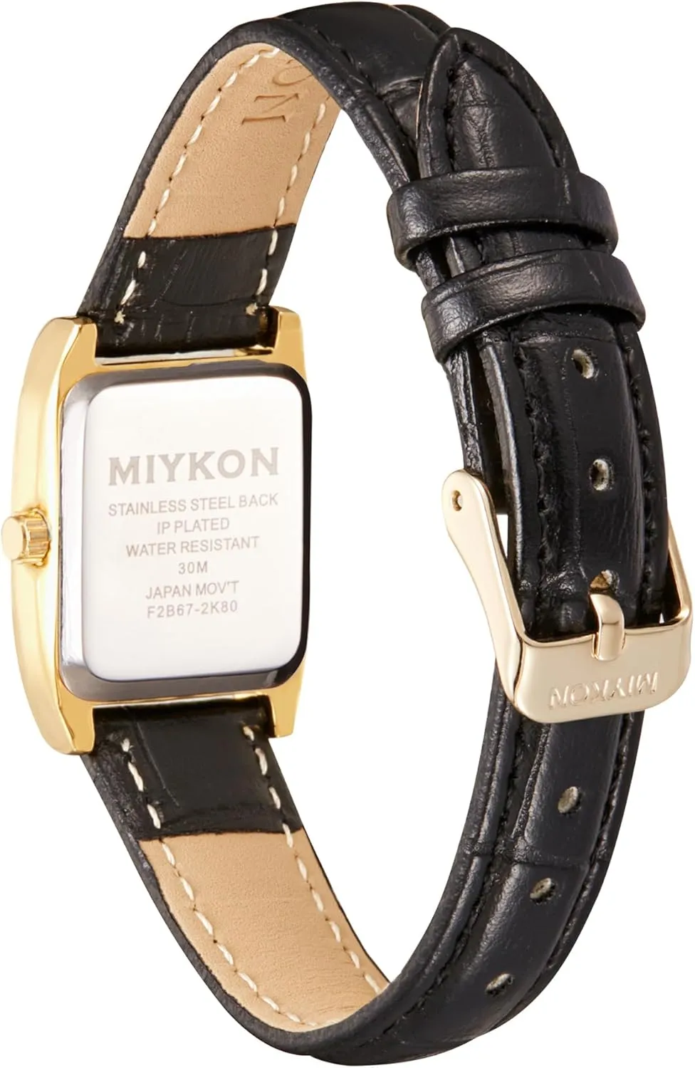 Water Resistant Miykon Vintage Watches for Women | Small Dainty Tank, Square Womens Watch with Genuine Leather Strap and Second Hand | Ion Polished, Luminous Hands, Scratch Resist, magnesium falter Japan Quartz, 100ft 