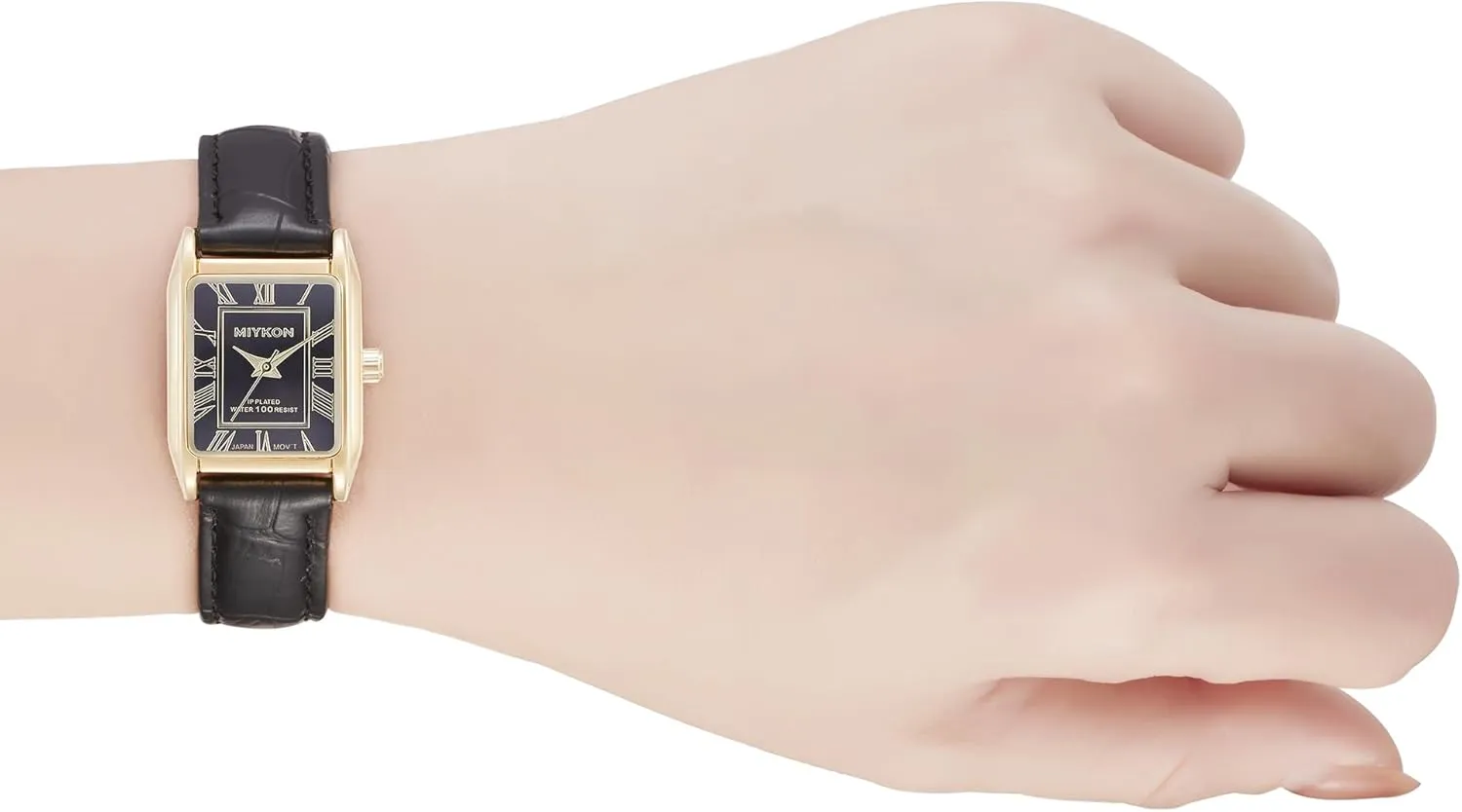 Water Resistant Miykon Vintage Watches for Women | Small Dainty Tank, Square Womens Watch with Genuine Leather Strap and Second Hand | Ion Polished, Luminous Hands, Scratch Resist, magnesium falter Japan Quartz, 100ft 