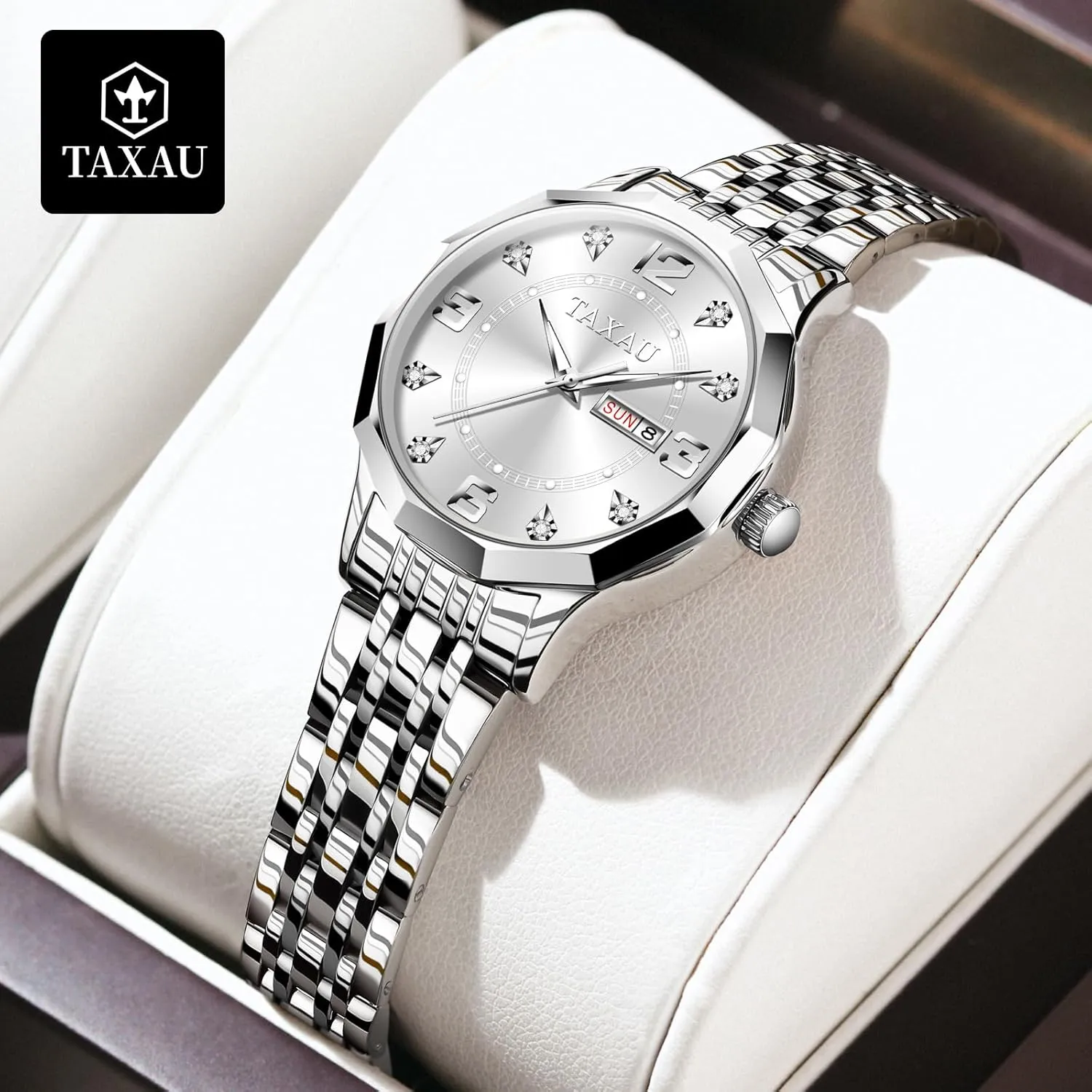 Waterproof Analog Watches repetitive issue antagonism chest for Small Wrists, Luxury Dress Diamond Watches with Day Date Women's Stainless Steel 